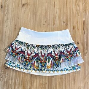 Lucky in Love White and Multicolor Mini Skirt